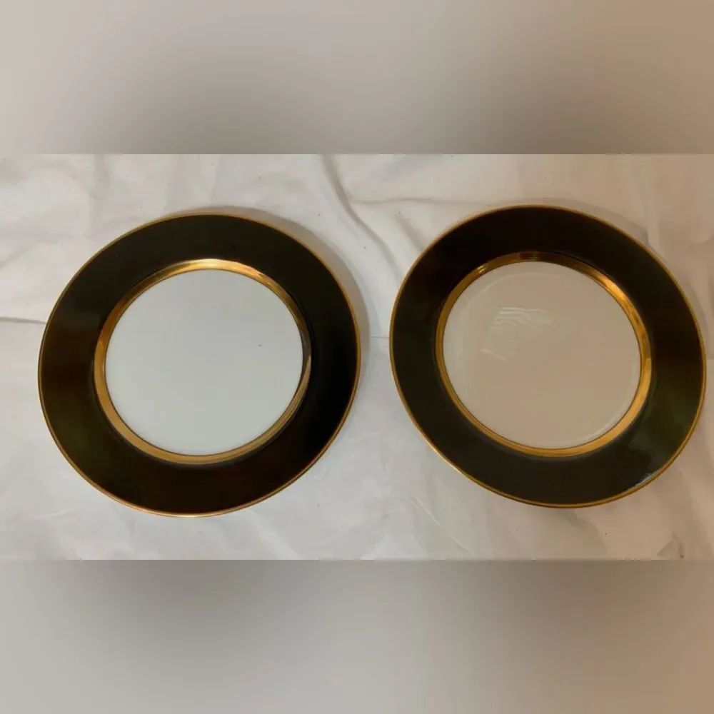 New Fitz & Floyd RENAISSANCE Black & Gold 5 1/4" Saucer replacement set of 2